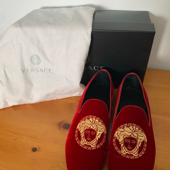 Versace Men’s Red Velvet Loafers main image 6